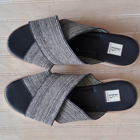 ED Ellen Degeneres Svetlana Cross Strap Knit Wedge Platform Sandals Slide - Picture 2 of 13
